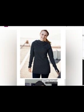 Betabrand Charcoal Cowl-Neck Tunic Sweater